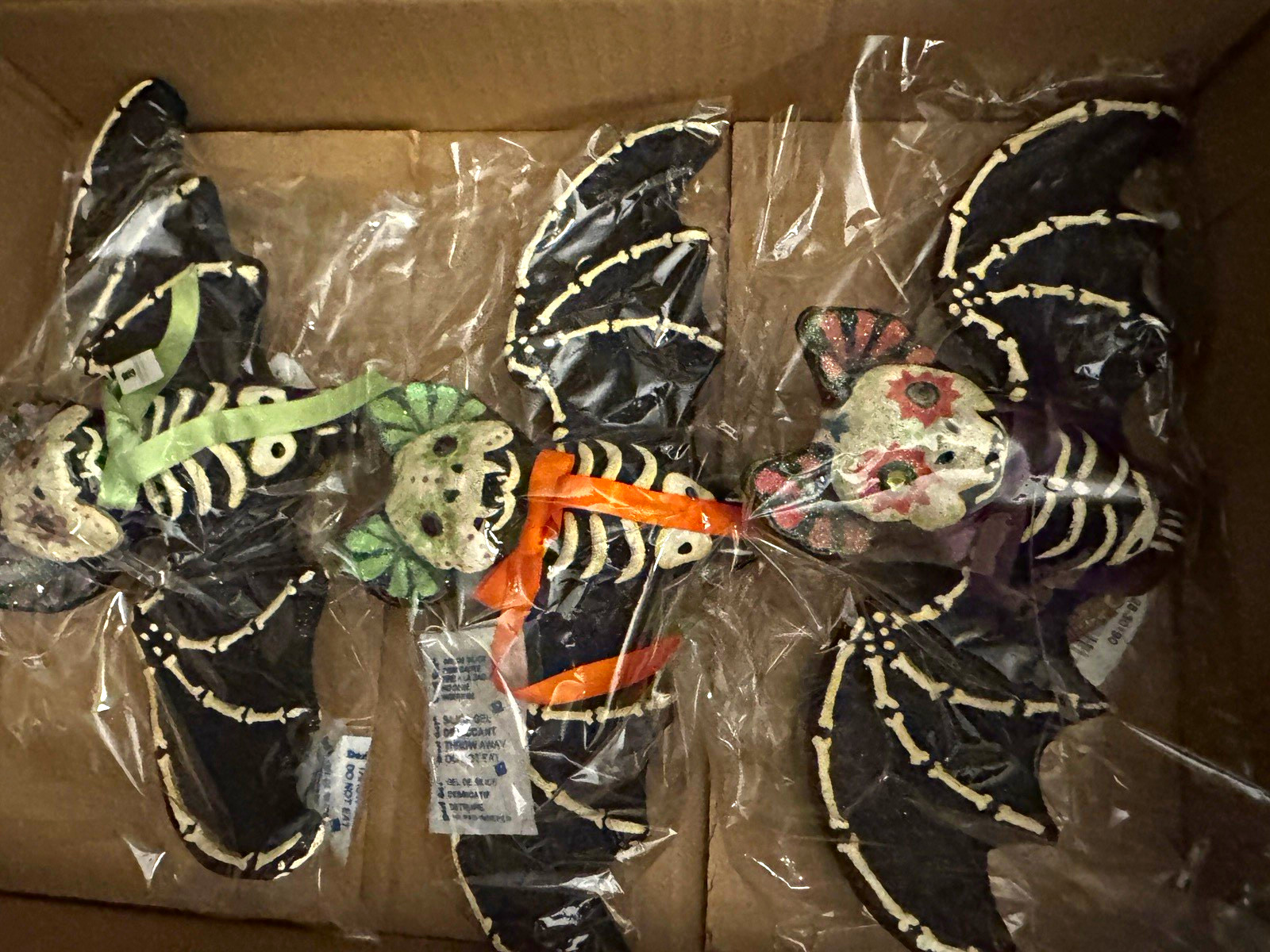 Katherine\'s Collection Halloween Skeleton Bat Ornaments Set of 3