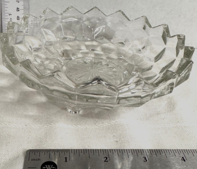 Three Footed Clear Glass Bowl Candy DISH NO CHIPS Three Footed Clear Glass Bowl Candy DISH NO CHIPS
