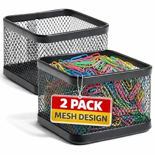 Mesh Paperclip Holder for Desk () 2 Pack