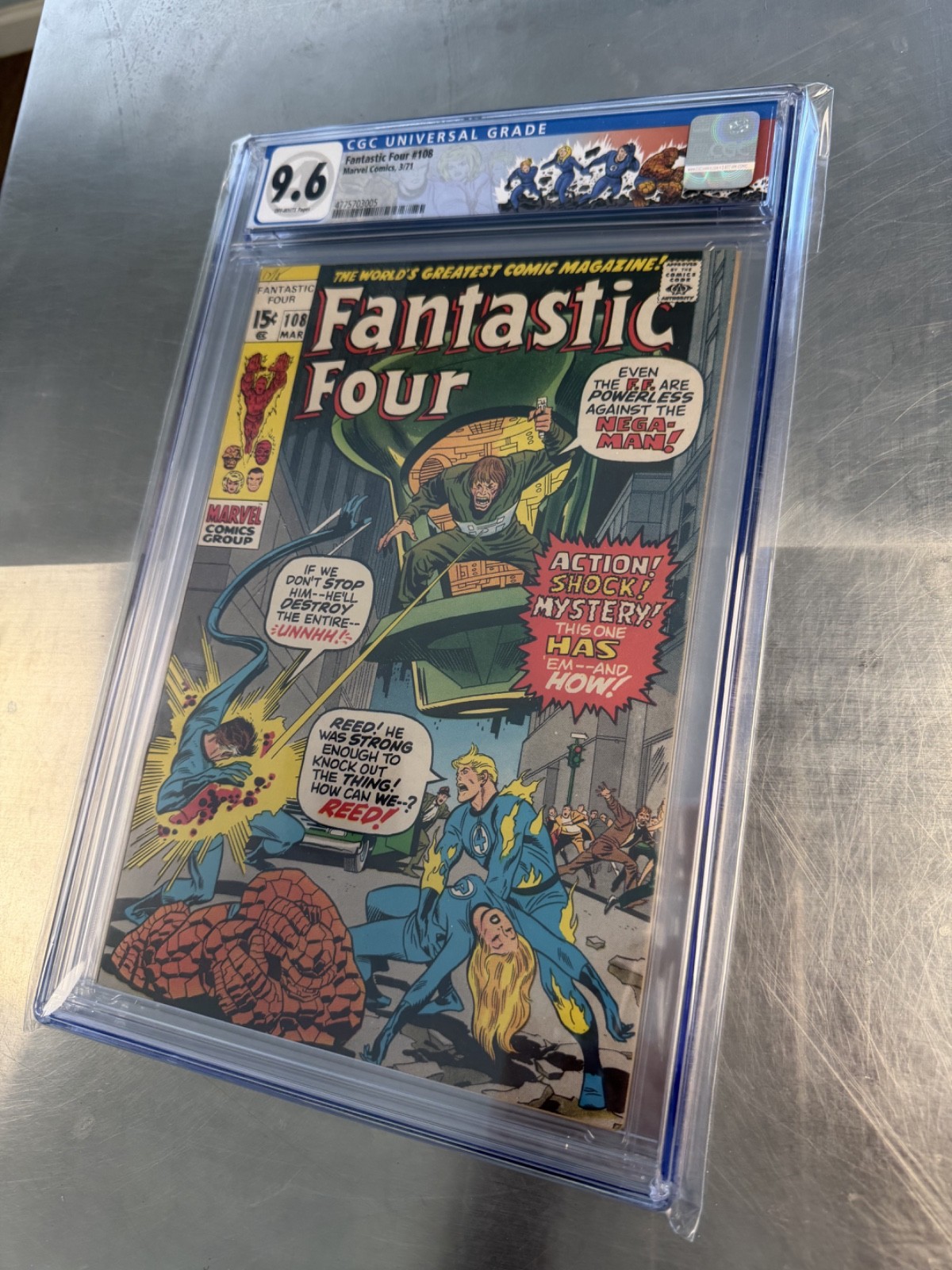 Fantastic Four #108 CGC 9.6 Mega-Man + Annihilus Bronze Age 1971 Custom FF Label Fantastic Four #108 CGC 9.6 Mega-Man + Annihilus Bronze Age 1971 Custom FF Label
