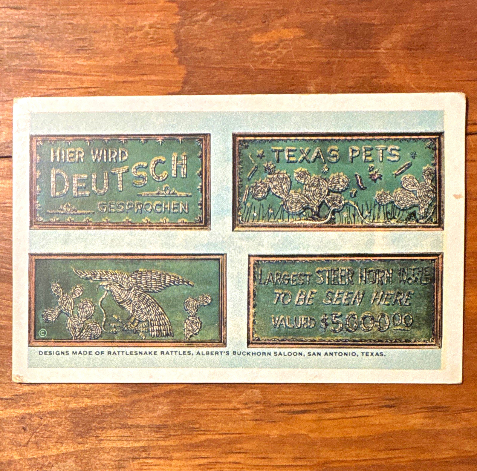 Albert Friedrich Buckhorn Saloon San Antonio TX Rattles Rattle Postcard