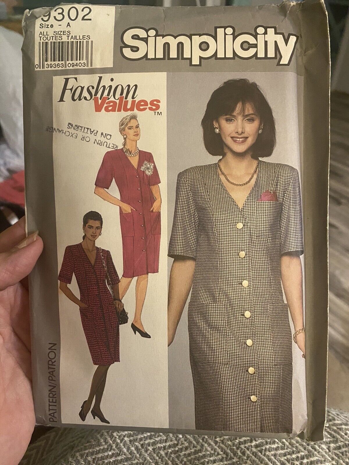 Vintage 1989 Simplicity Dress Pattern 9302 All Sizes