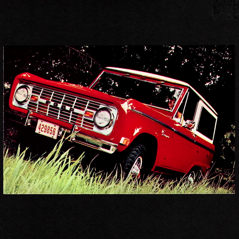 1969 Ford BRONCO 2-Door Classic Red/White: Dealer Promotional Postcard UNUSED Ex