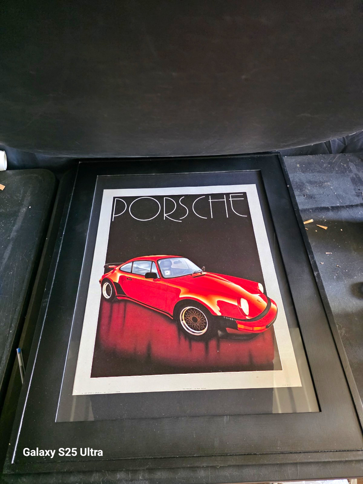 Vintage 1986 Roger Andrews Red Porsche 911 Turbo Framed Art Print Kaplan Co