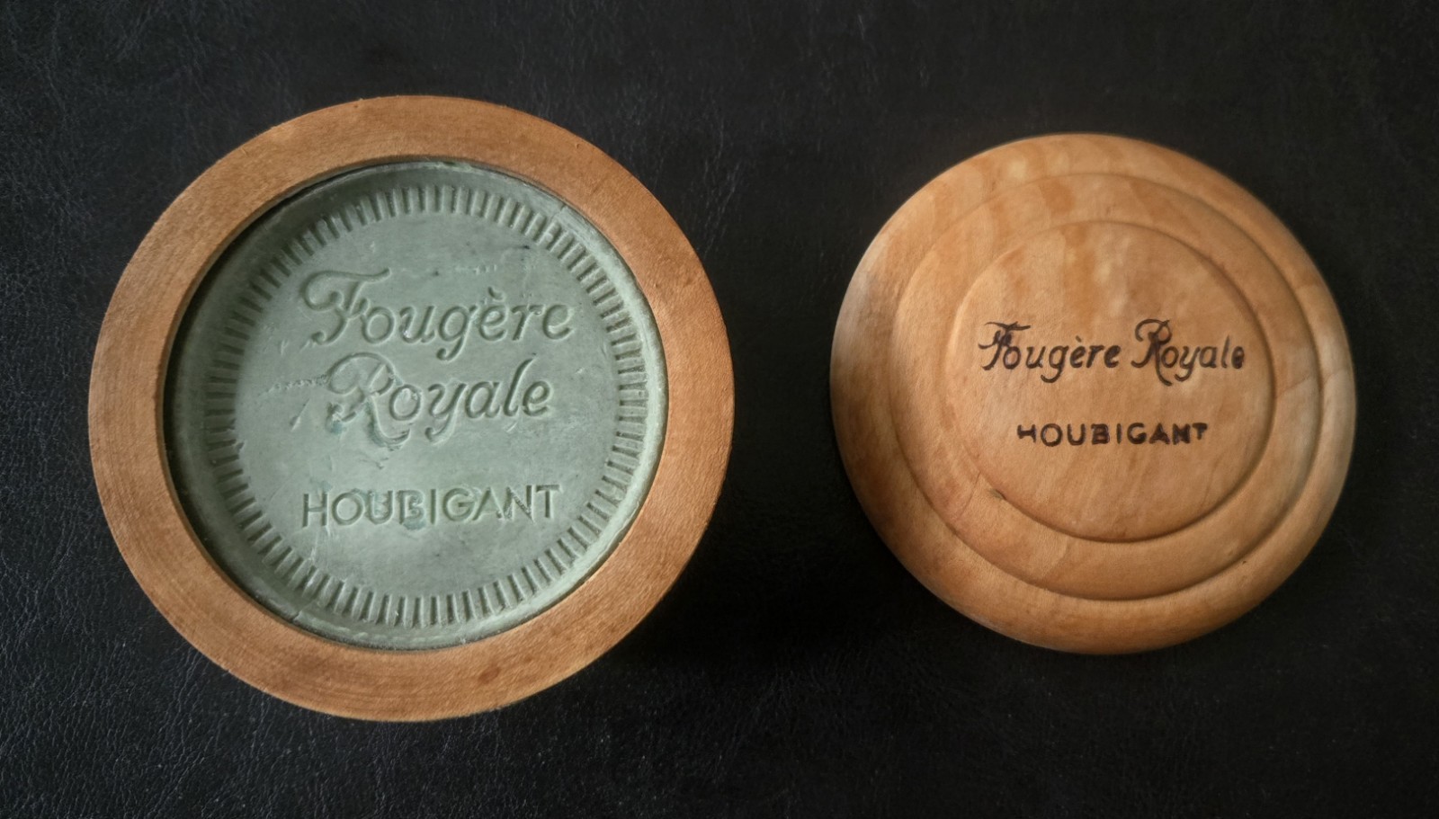 Mint In Box Vintage Houbigant Fougere Royale Shaving Soap With Wood Box 2 7/8 Oz