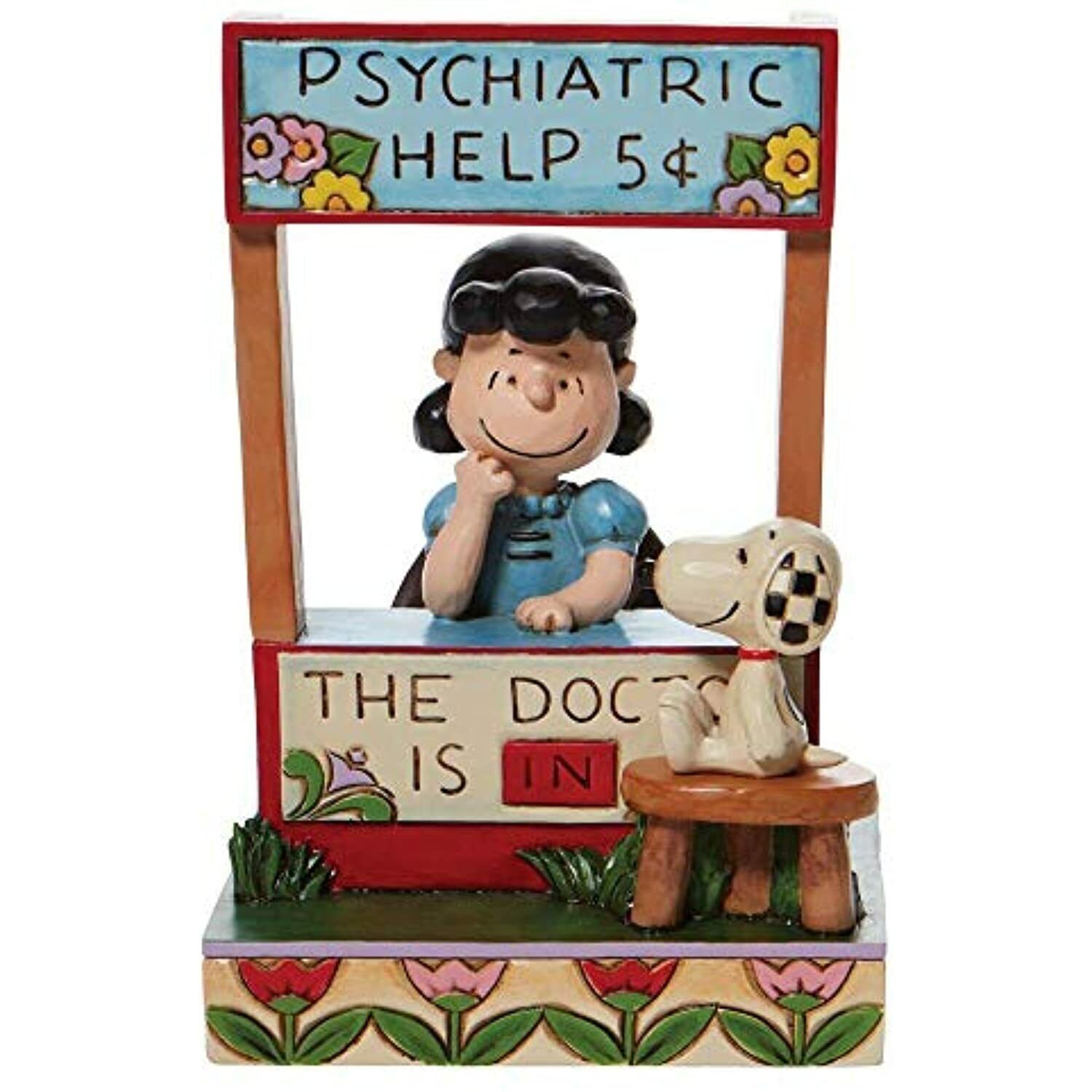 Jim Shore Peanuts Lucy at Psychiatric Booth w Snoopy The Doctor is in Figurine