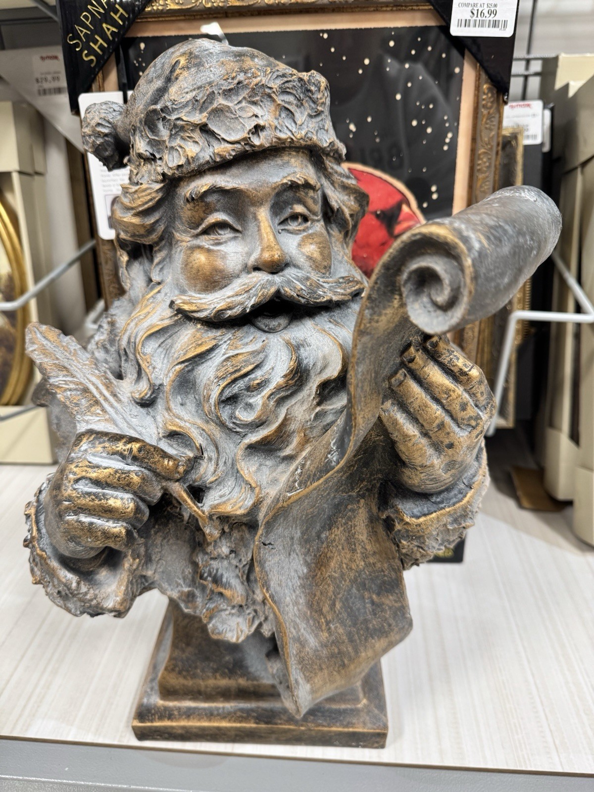 Antique Bronze 16” Santa Bust Mark Robert’s Style