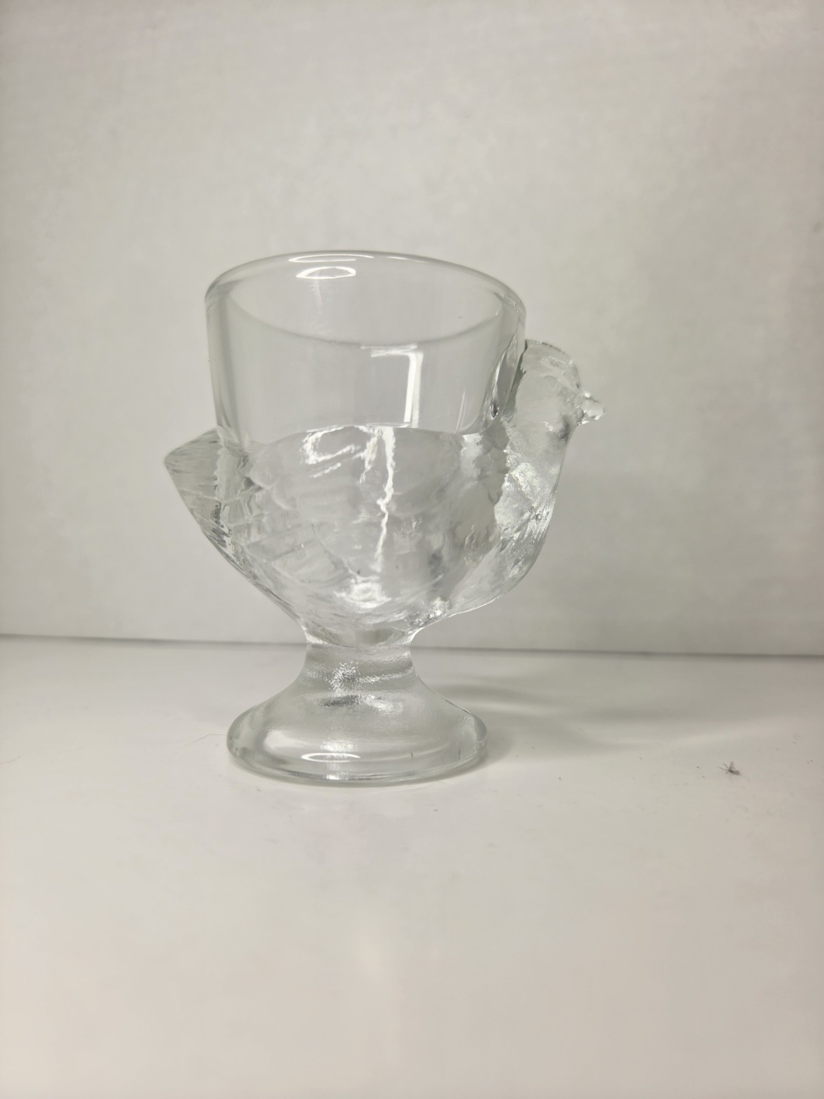 Vintage Clear Glass Chicken Egg Cup Holders Made in France PRISTINE