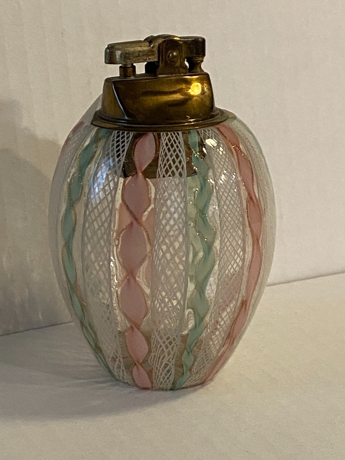 Vintage Venetian Glass latticimo Lighter MCM
