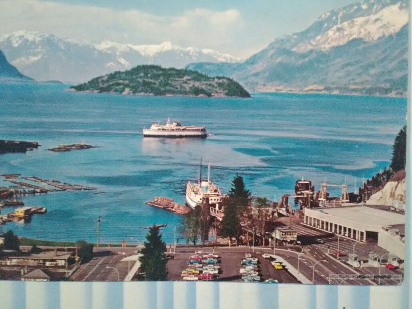 VINTAGE PHOTO POST CARD AERIAL VIEW HORSESHOE BAY WEST VANCOUVER B.C. CANADA
