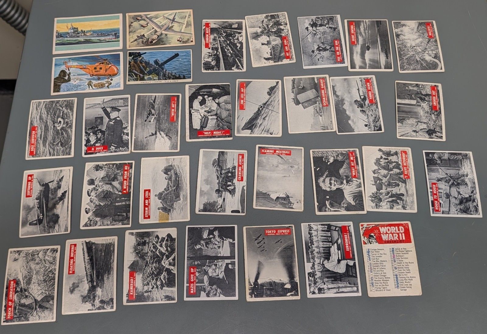 1965 War Bulletin Philadelphia Gum 32 Card Lot Vintage Cards WWII