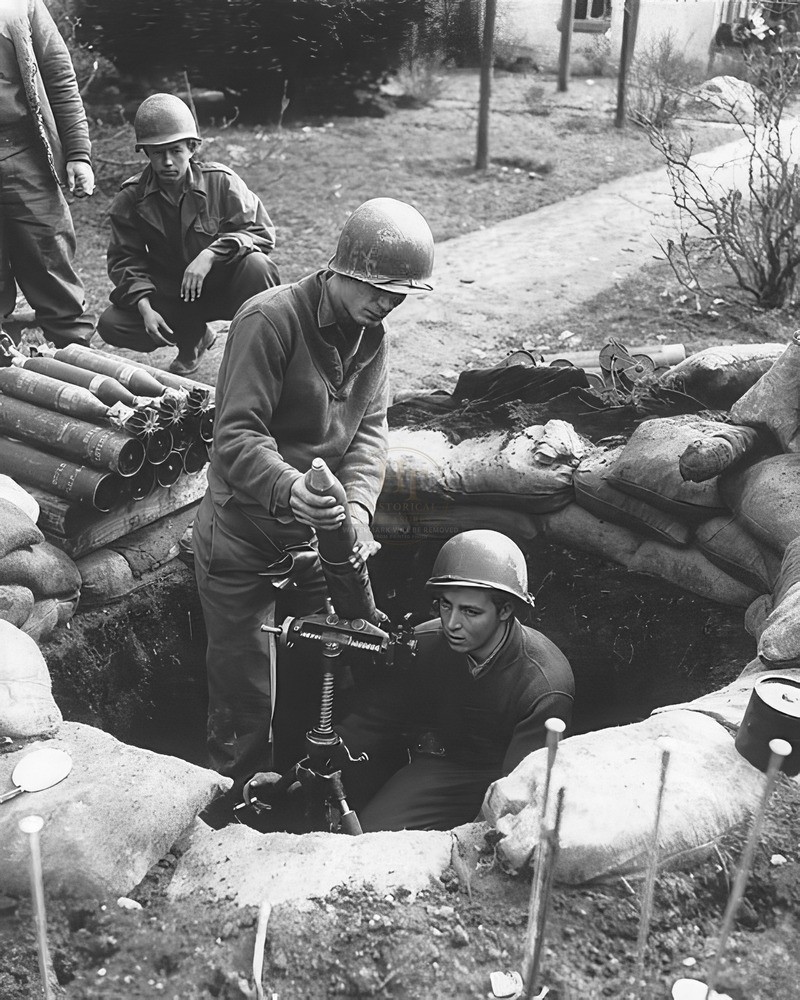 American Soldiers Firing an 81mm Mortar WWII 8x10 Glossy Photo Print HT41362259