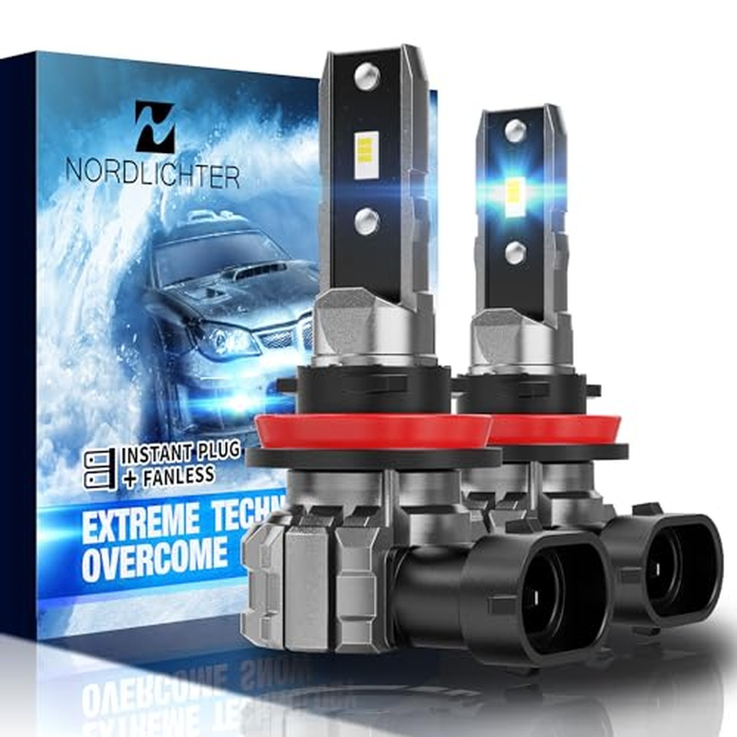 H9 Bulbs, H 11 H8 H9 Fog Light 300% Brighter 24000LM Fanless H11+H9+H8