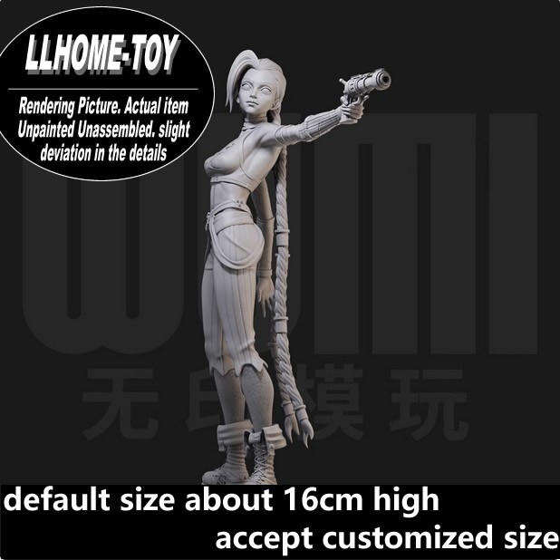 Game Jinx Raise Gun Aim Shoot Resin 3D Print GK Figure DIY Model Unpainted