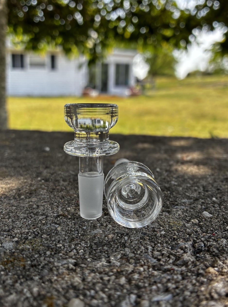 (2) 10mm Glass Male Cup Bowl Saucer Slide Water Pipe Bong Bubbler Hookah Clear