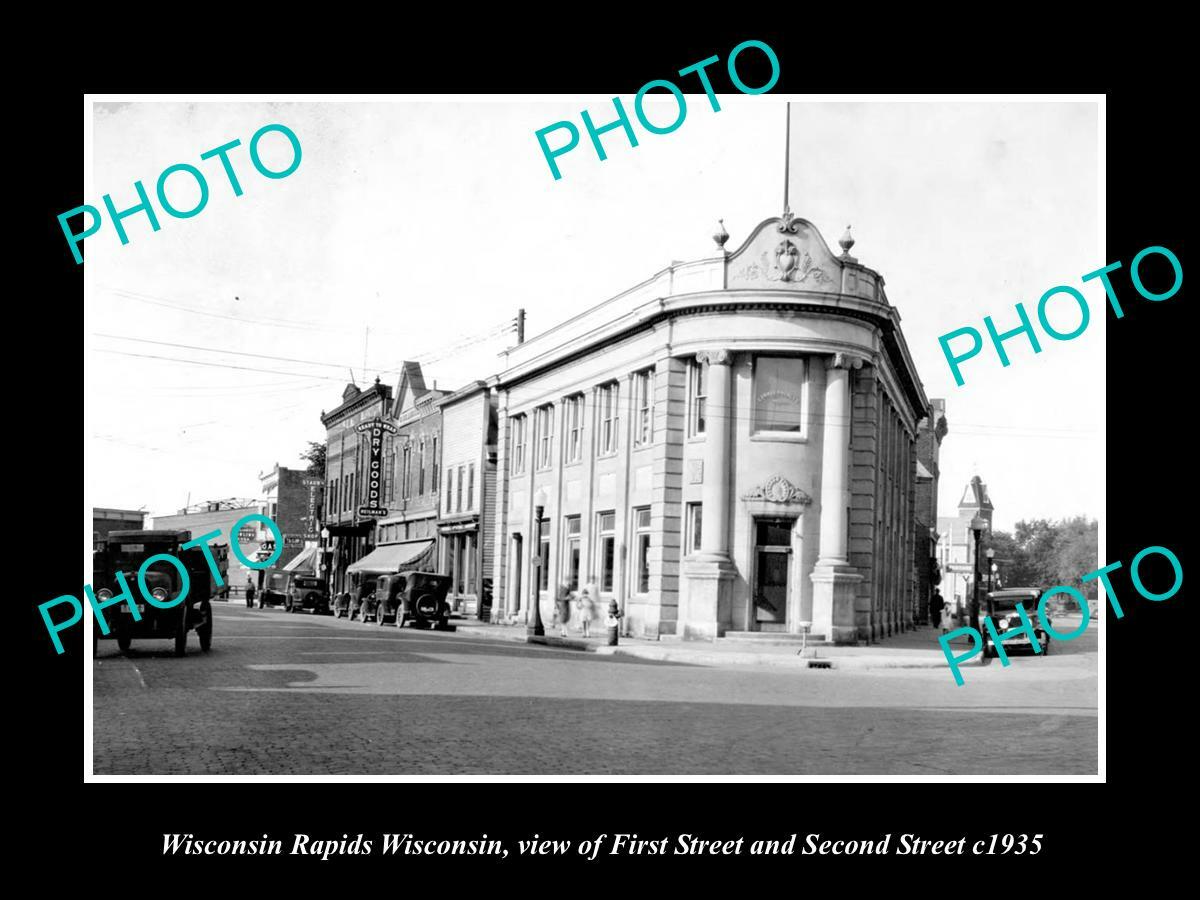 OLD 8x6 HISTORIC PHOTO OF WISCONSIN RAPIDS WI VIEW OF 1st & 2nd STREETS c1935