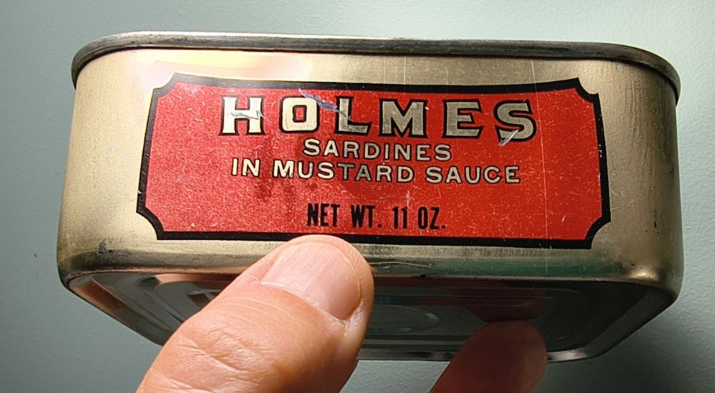 Vintage Holmes Sardines EASTPORT MAINE in Mustard Sauce Empty Tin 11 oz