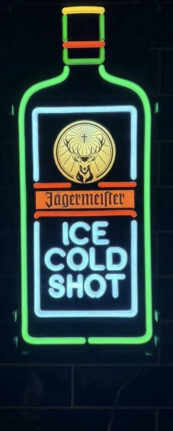Jagermeister LED Neon Sign Ice Cold Shot Bar Light Man Cave Bottle Sign 55x23cm