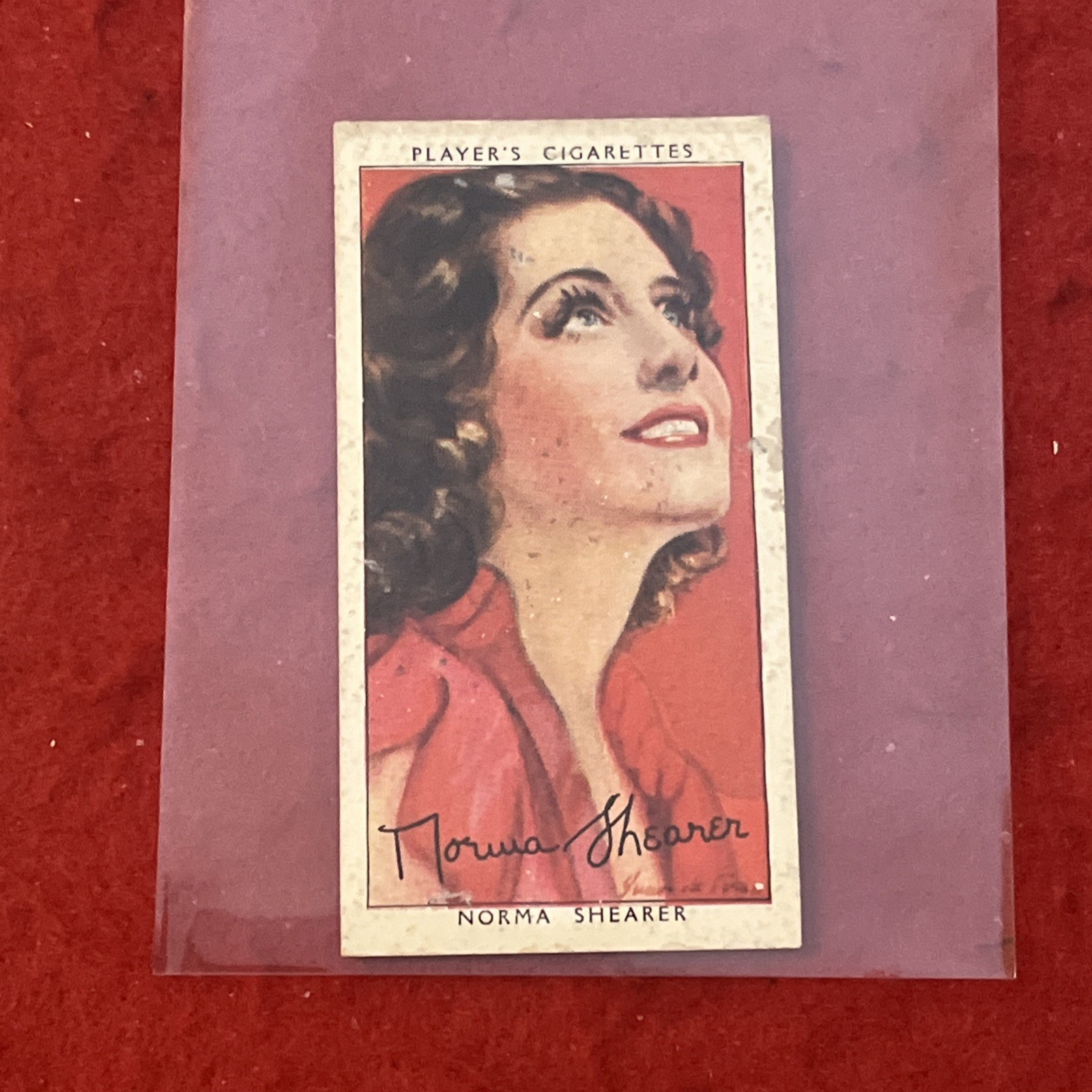 1938 Player’s “Film Stars” NORMA SHEARER Actress Tobacco Card #44  G-G+