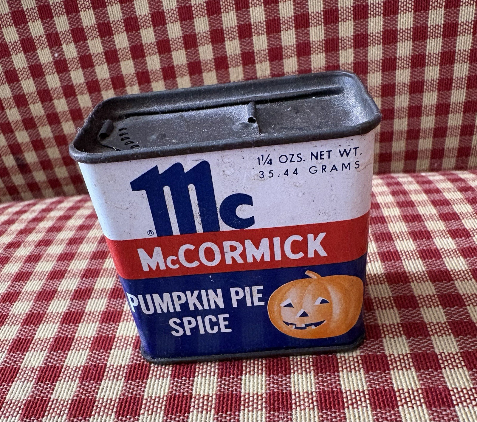 McCormick Vintage Antique Pumpkin Pie Spice Advertising Metal Tin 1 and 1/4 oz