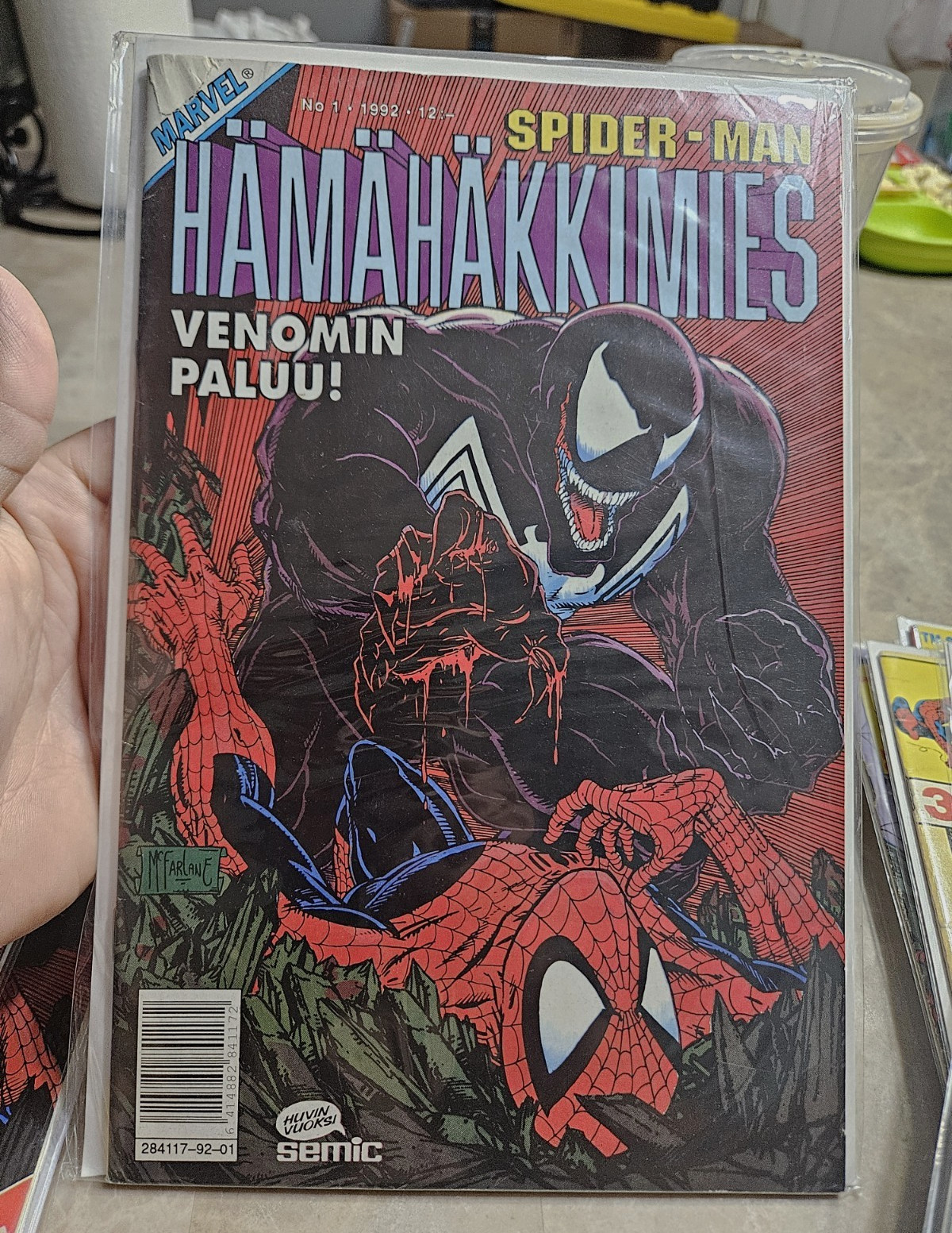 Marvel Spider-Man Hämähäkkimies #1 1992 Finnish Semic Venom Todd McFarlane