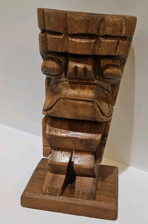 Vtg Wood Carved Statue Tribal TIKI Polynesian  Strength War Phillipines Hawaii 
