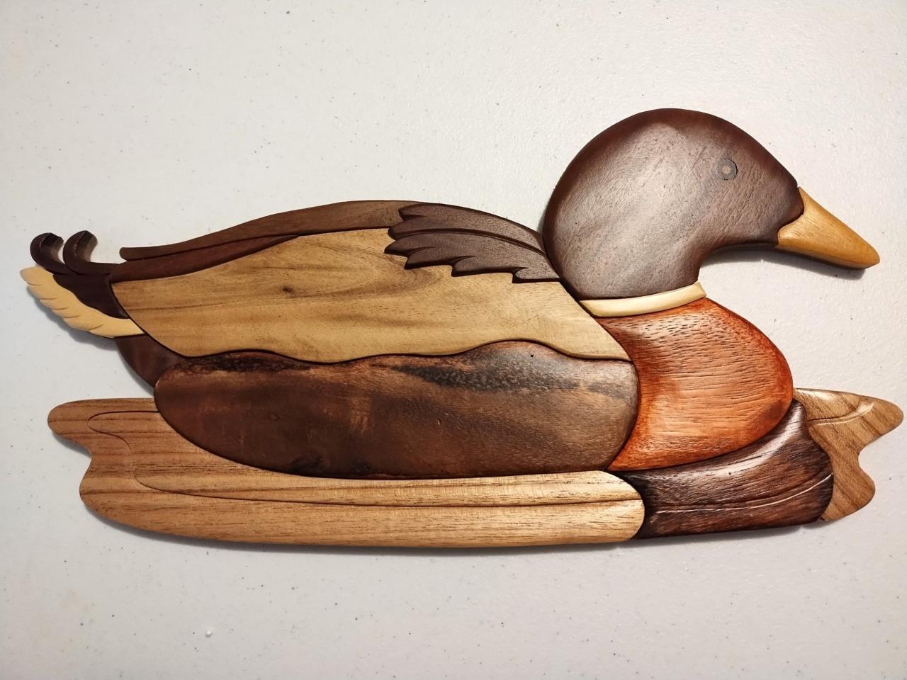 Duck Water Bird Intarsia Wood Wall Art Home Decor Plaque Lodge New