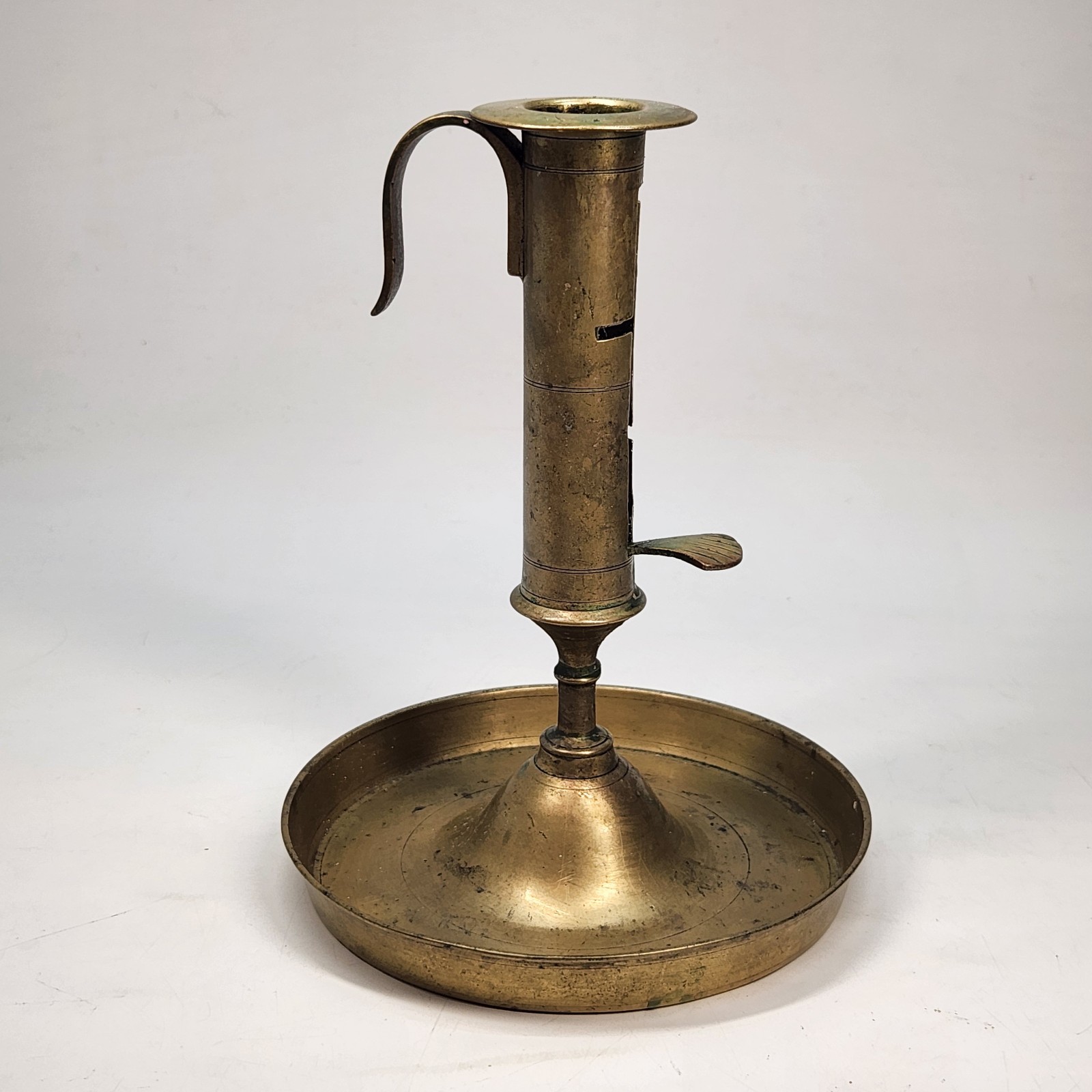 VTG Brass Chamber Candle Stick Holder, Push Up, Finger Loop Circa 1830s Estate VTG Brass Chamber Candle Stick Holder, Push Up, Finger Loop Circa 1830s Estate