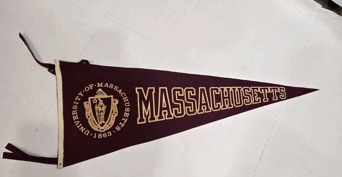 Vintage University of Massachusetts Large Pennant UMass Wool Travel Souvenir