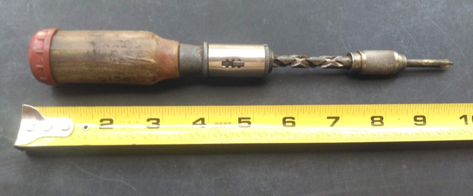 Vtg Automatic Drill King Yankee-style Spiral Push Screwdriver w/ 6 Bits Germany