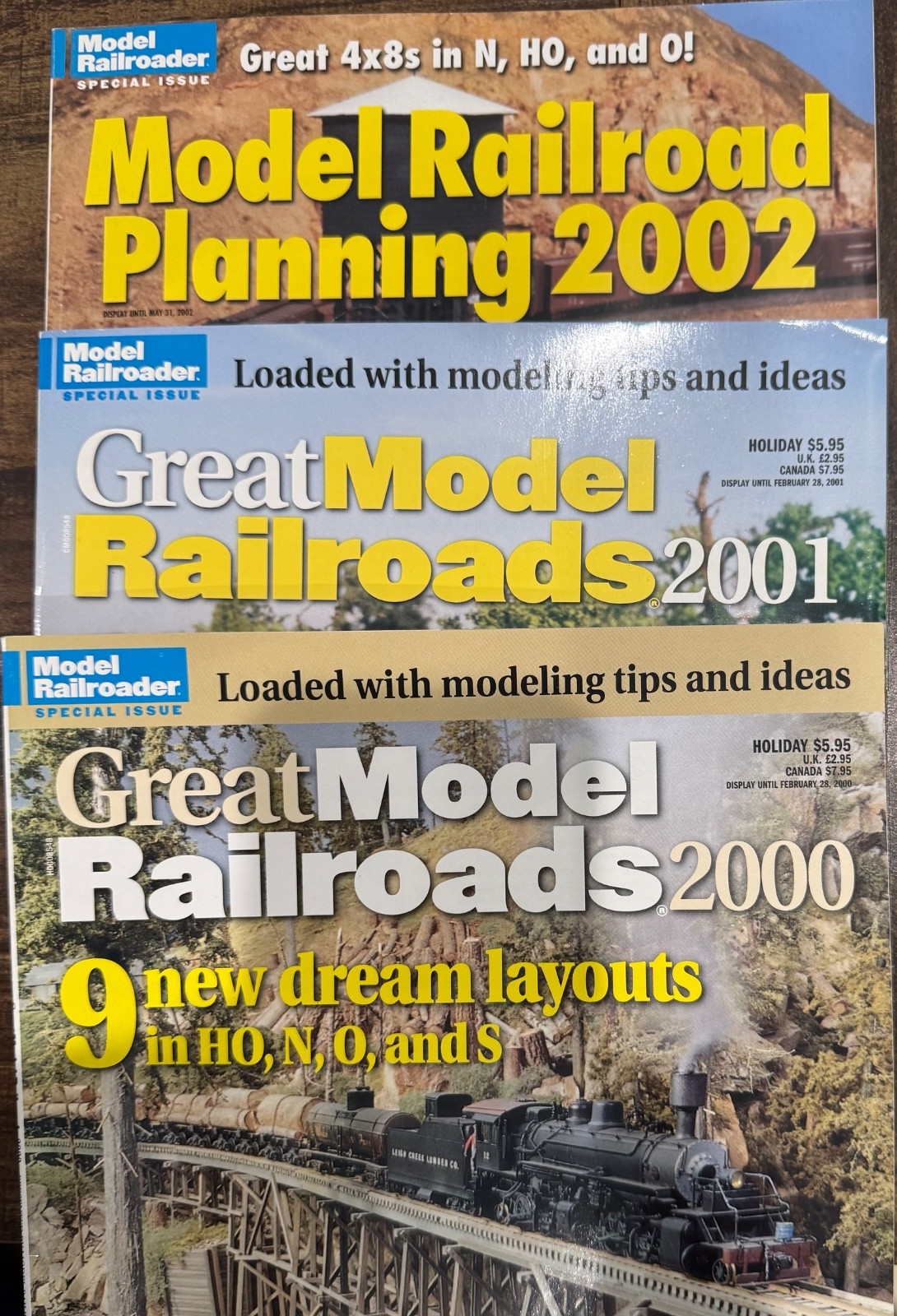 3 Great Model Railroads Magazines - 2000, 2001 & 2002 in good condition