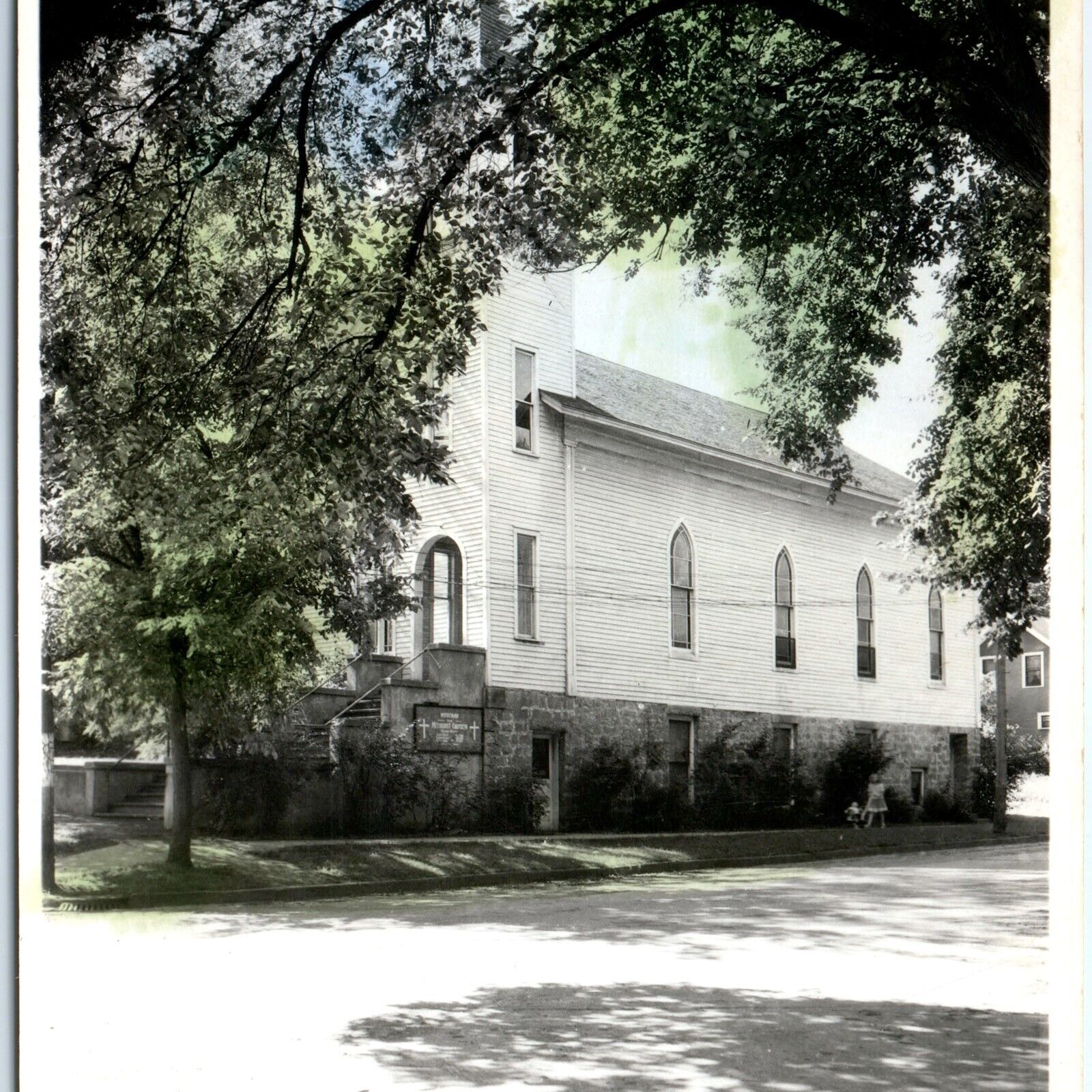 c1950s Durand, Wis. RPPC Methodist Church Real Photo Hand Colored Postcard A112