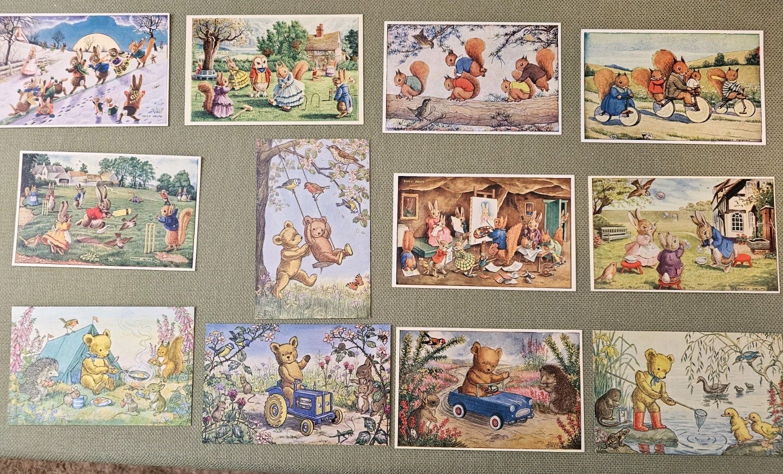 13 Vtg Postcards Anthropomorphic  Racey Helps Molly Brett Marg Tempest Adorable