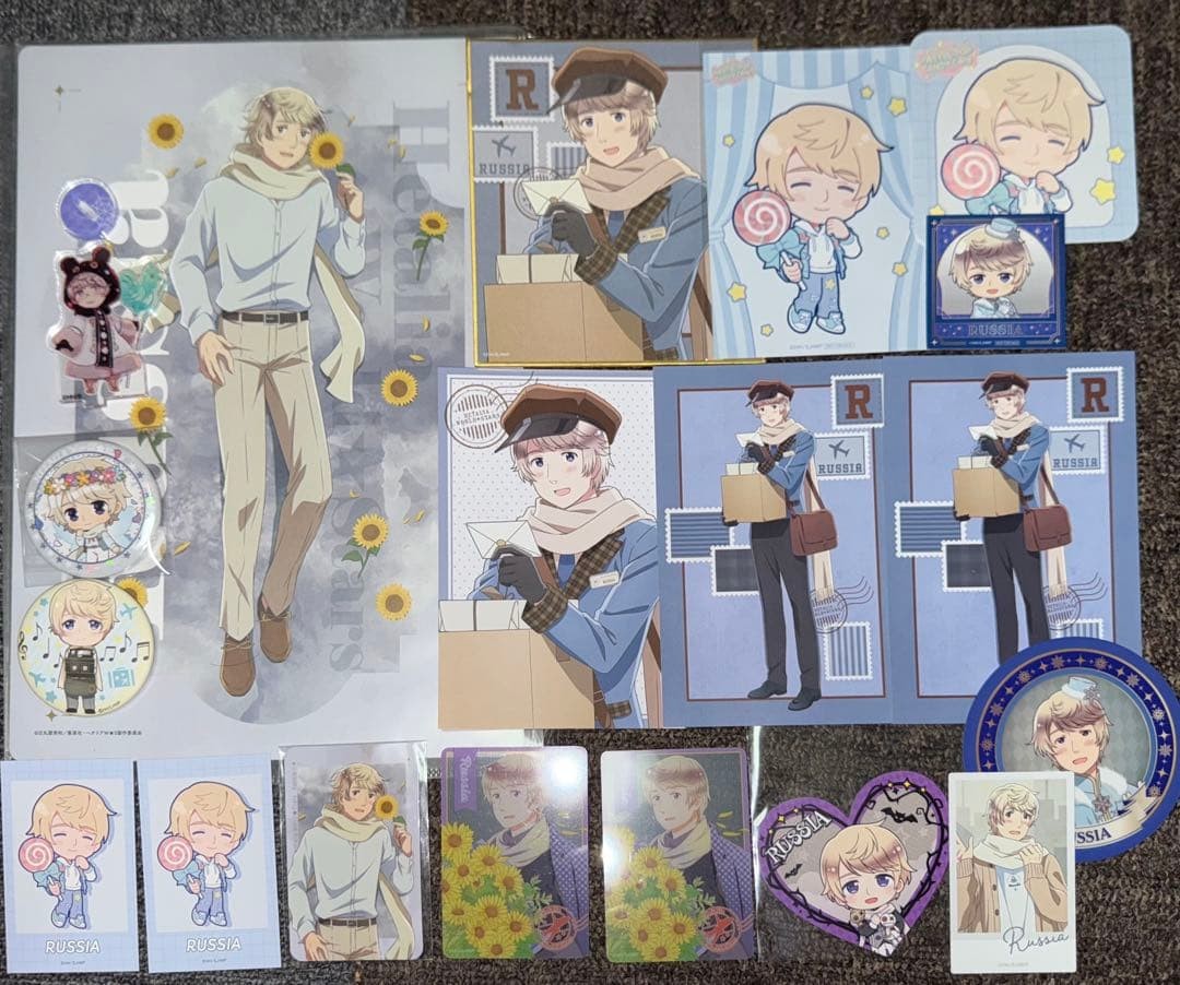 Hetalia Russia Anime Character Badge Set Near Mint Japan Official Collectible