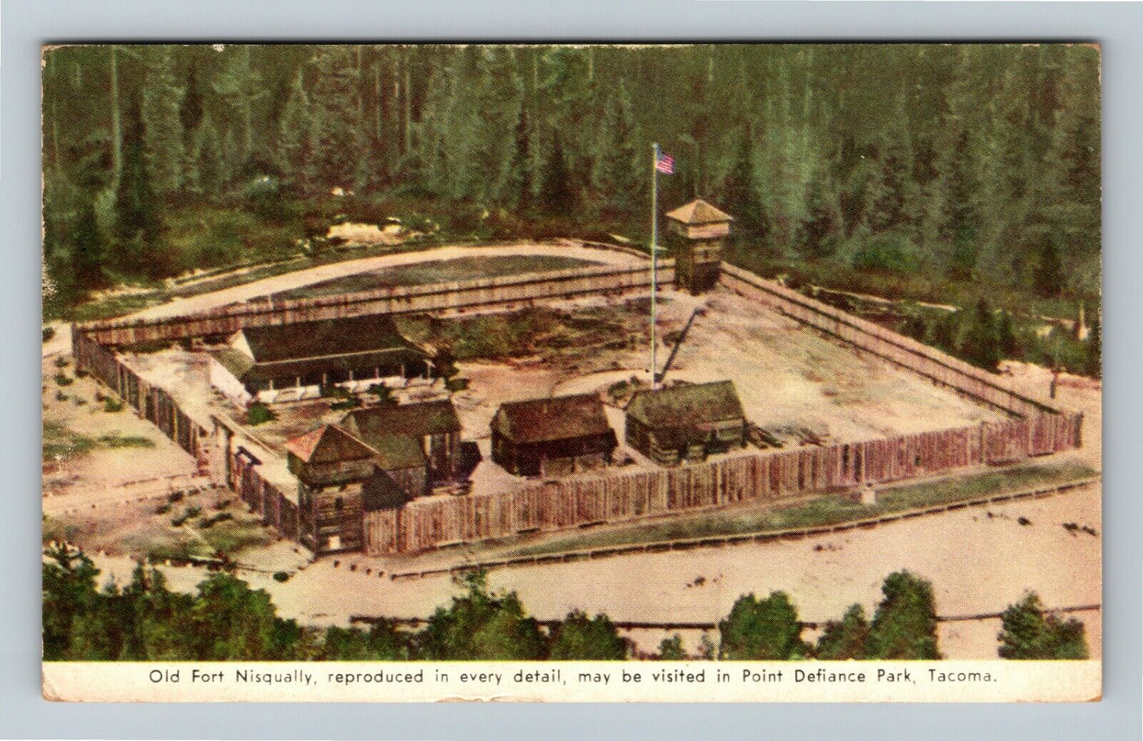 Tacoma WA-Washington Old Fort Nisqually, Point Defiance, Vintage Postcard