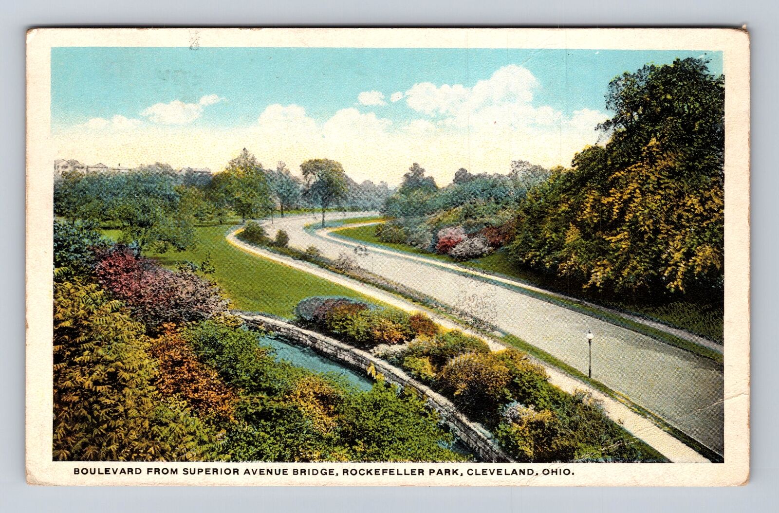 Cleveland OH-Ohio, Boulevard From Superior Avenue Bridge Vintage c1921 Postcard