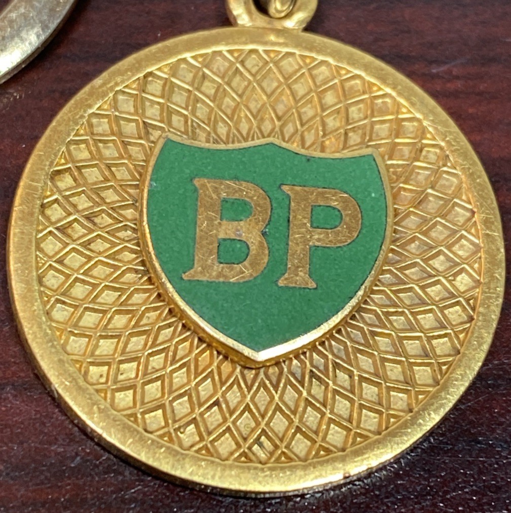 Vintage Bp Gasoline Keychain Gas Oil Station Plastic Can Shield