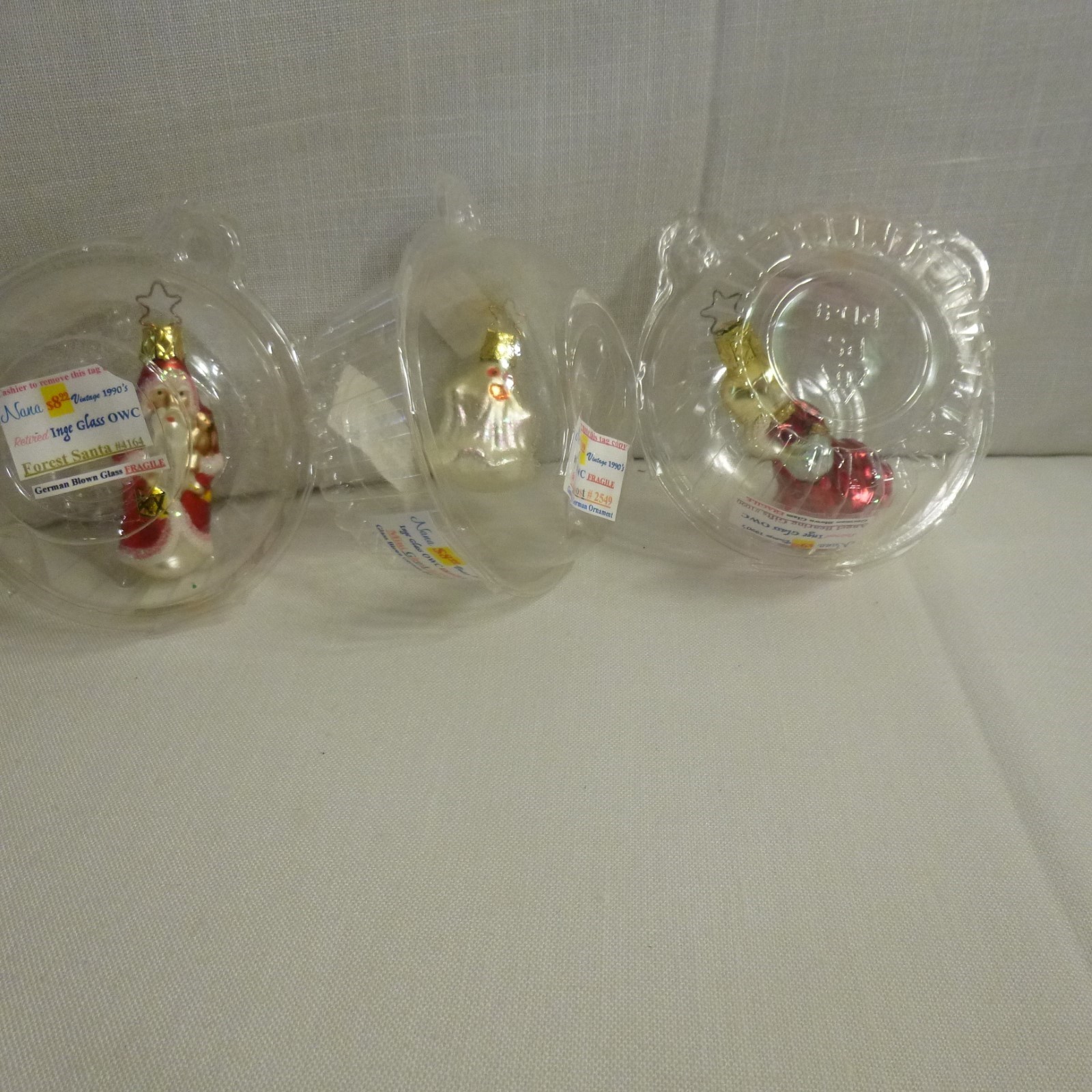 Vtg Old World Christmas Inge Glass German Ornaments - Lot 0f 3 - variety- EUC