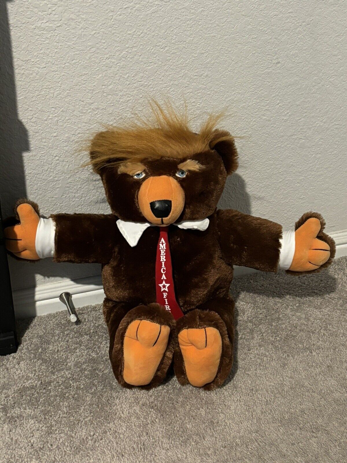 TRUMPY BEAR Deluxe 22” Donald Trump Teddy Bear Plush With American Flag Cape (2)