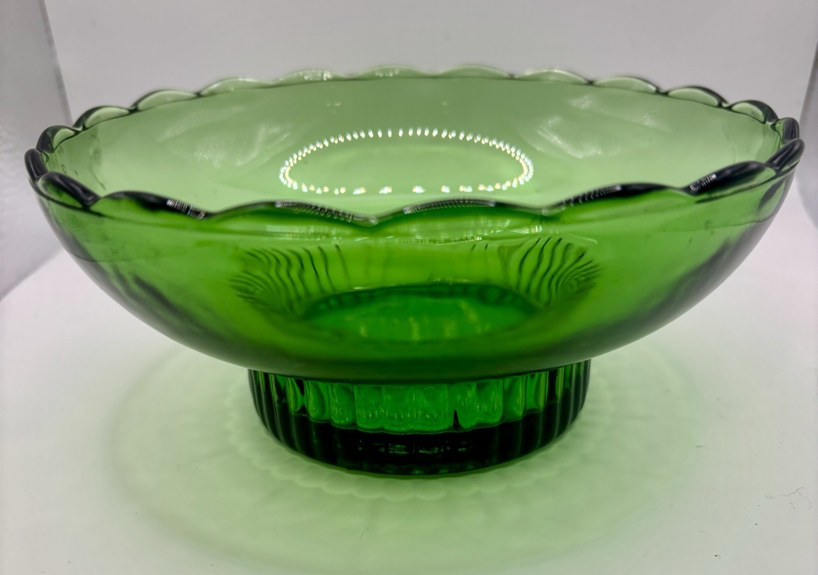 MCM E.O.Brody Co emerald green glass pedestal bowl (Model M2000)