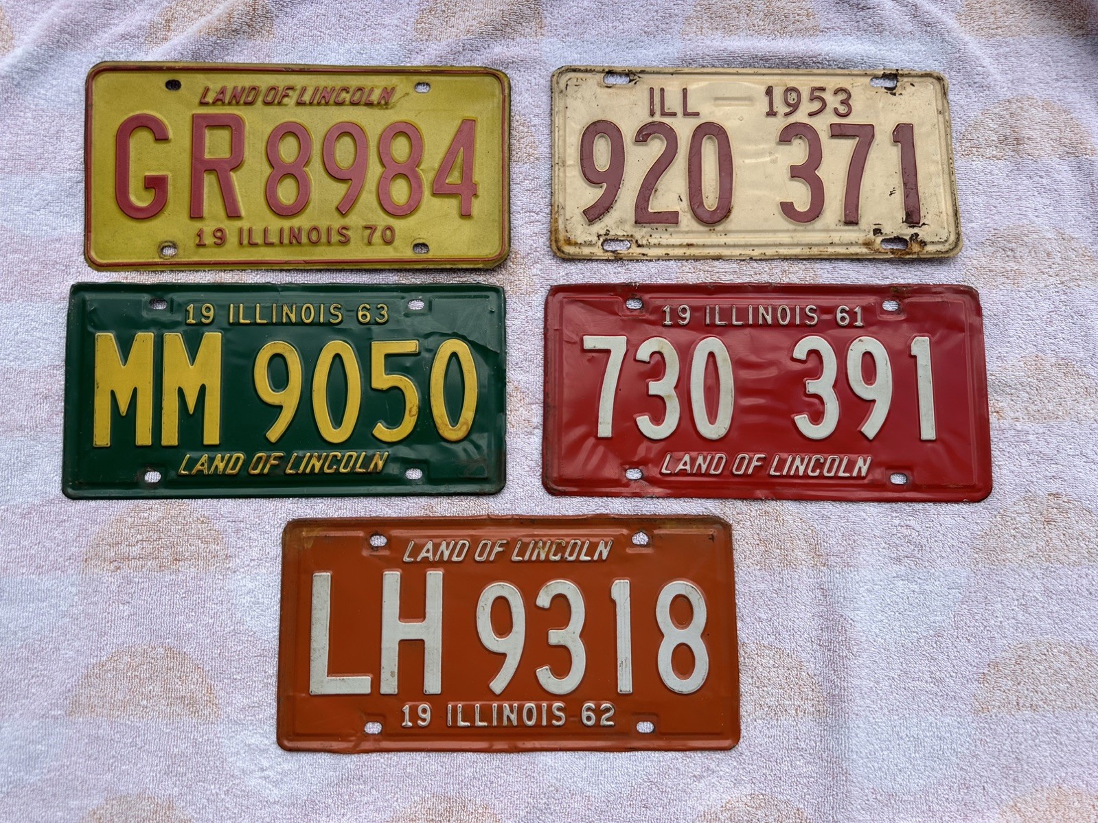 Vintage Illinois License Plate Lot 1953 1961 1962 1963 1970 Land of Lincoln