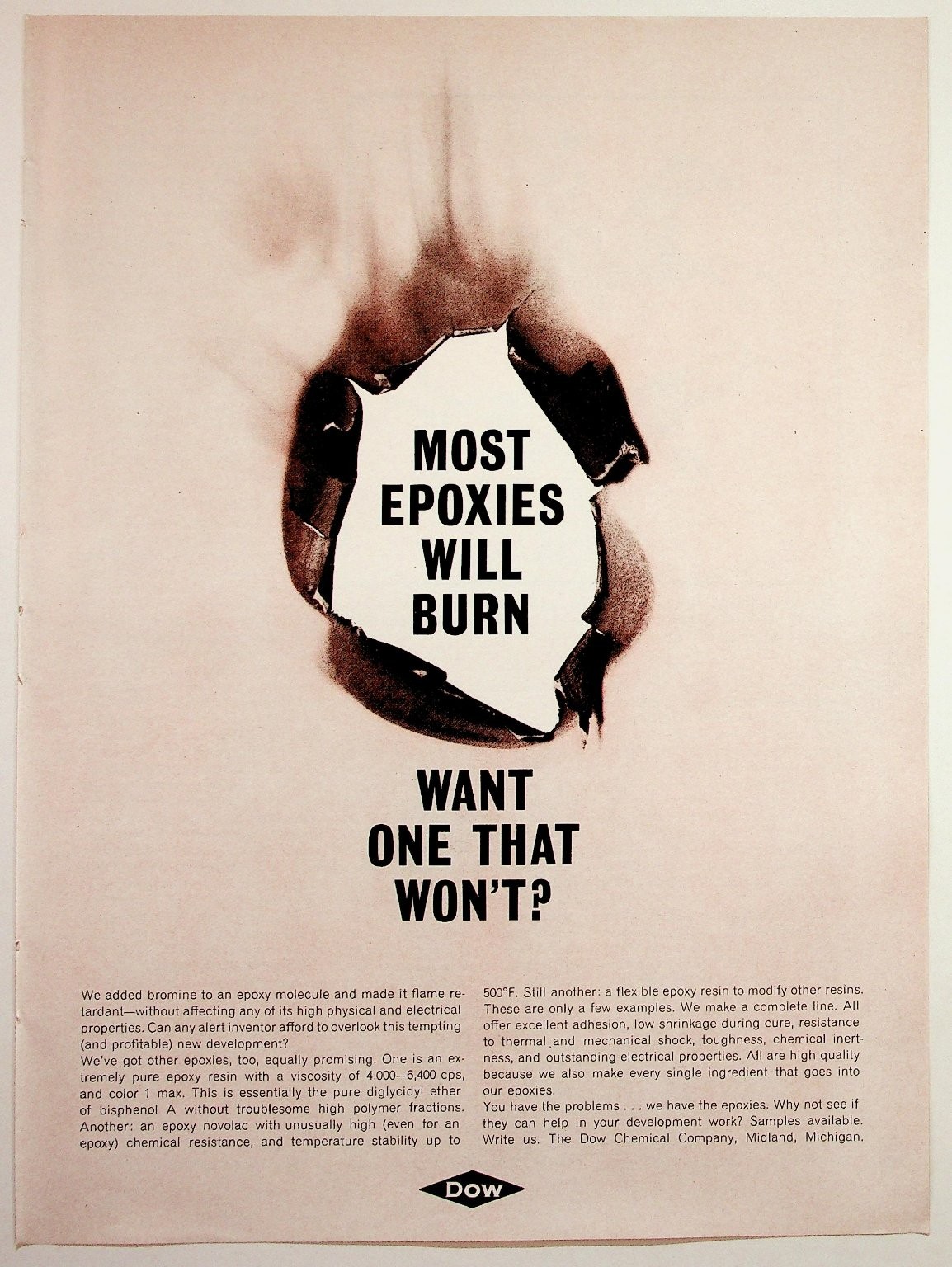 Vintage Dow Chemical Epoxy Ad 1960s Flame Retardant Industrial Ephemera Vintage Dow Chemical Epoxy Ad 1960s Flame Retardant Industrial Ephemera