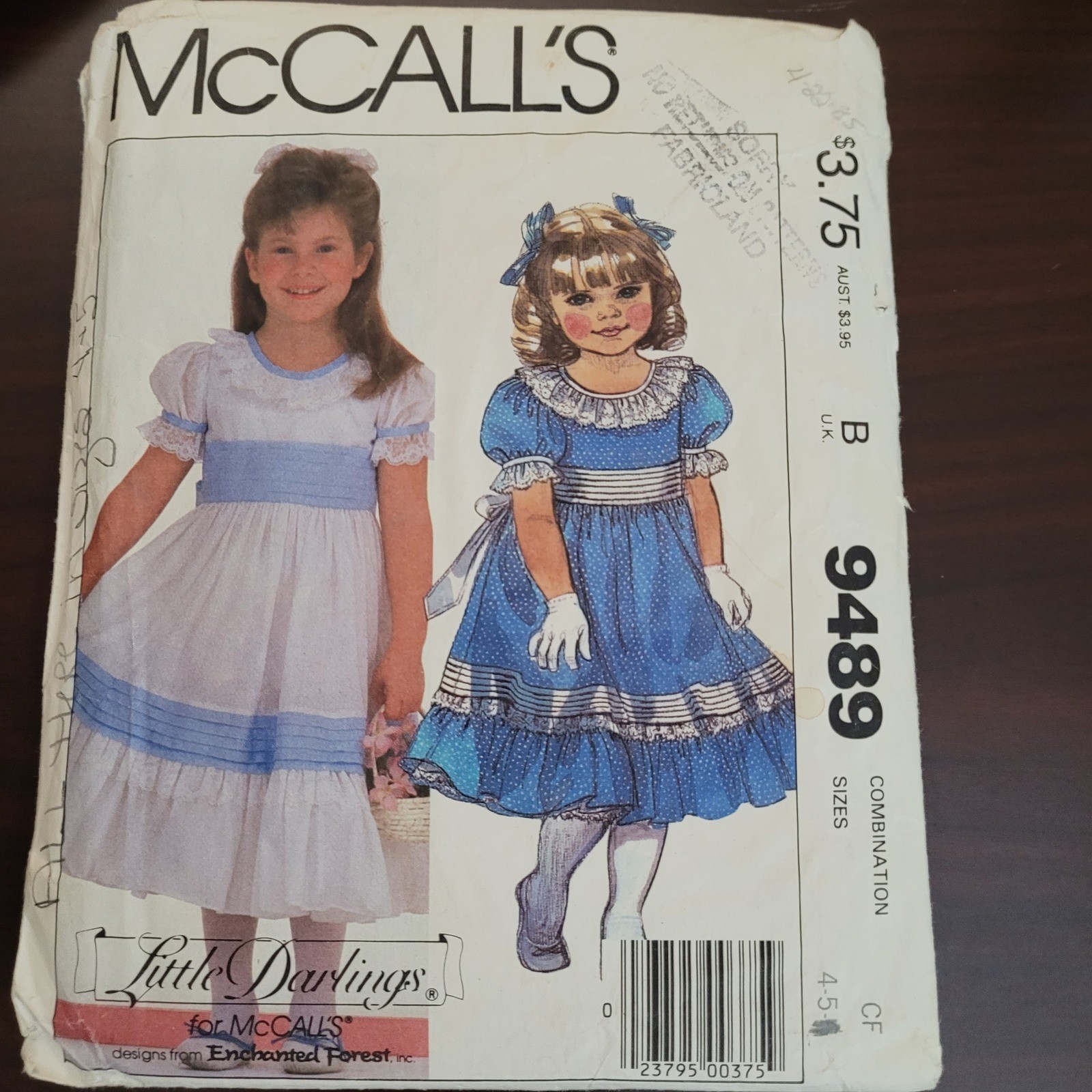 Vintage 1985 McCalls 9489 Little Darlings Girls Dress Slip Sewing Pattern Vintage 1985 McCalls 9489 Little Darlings Girls Dress Slip Sewing Pattern