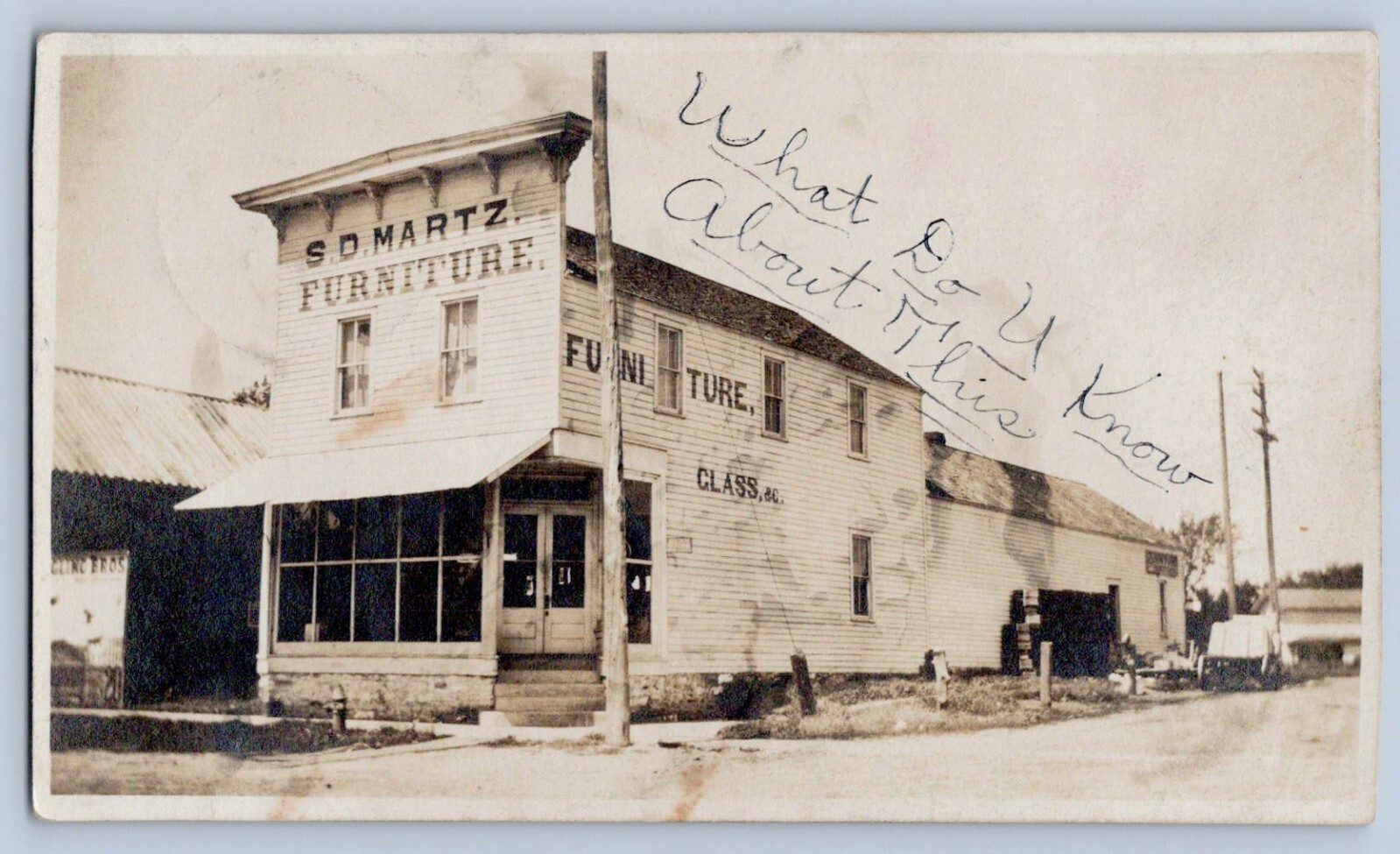 Le Roy Minnesota MN S.D. Martz Furniture Store Real Photo Postcard RPPC 1908 Le Roy Minnesota MN S.D. Martz Furniture Store Real Photo Postcard RPPC 1908