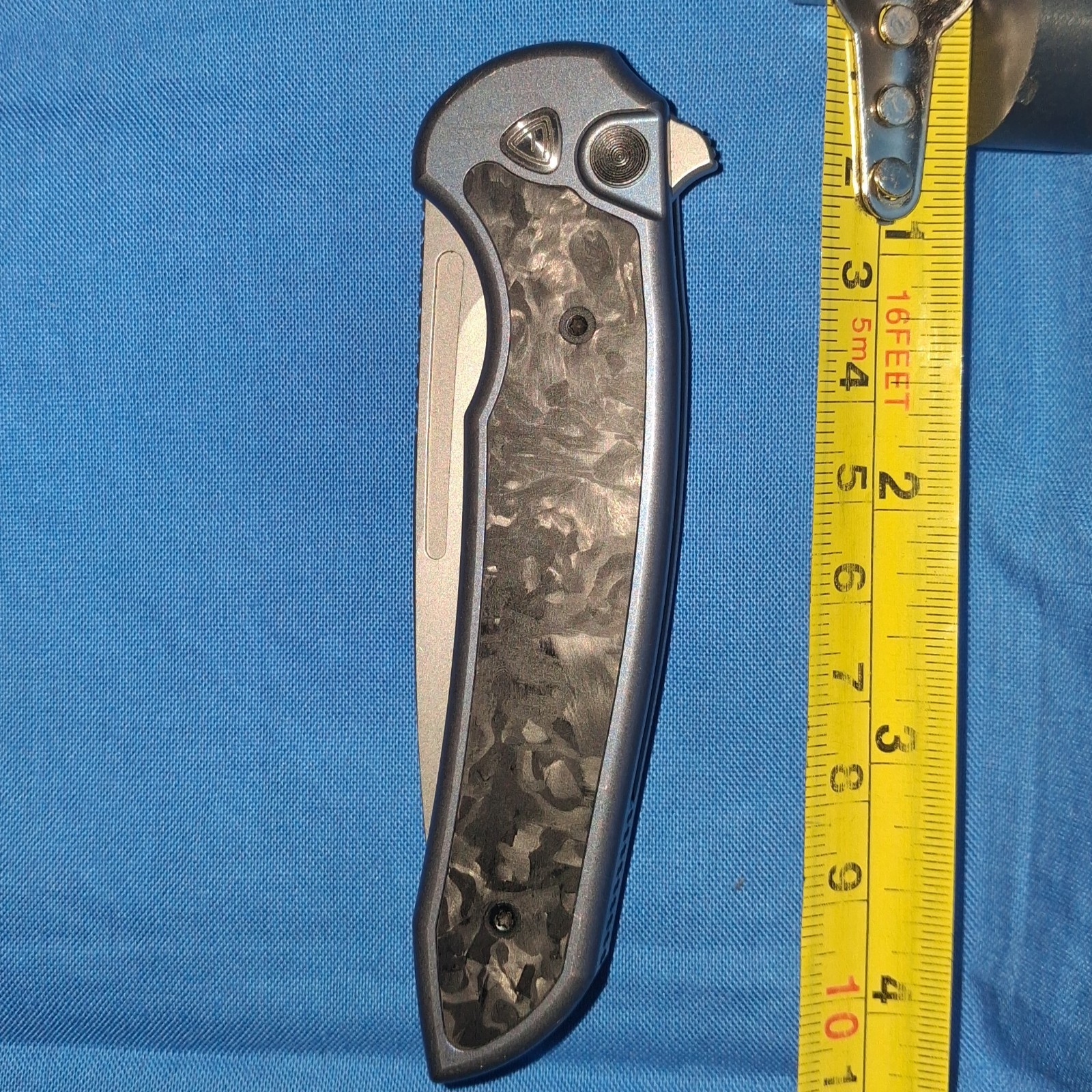 Ferrum Forge Stinger Titanium Carbon Fiber Handle Button Lock Knife ONLY No Box 
