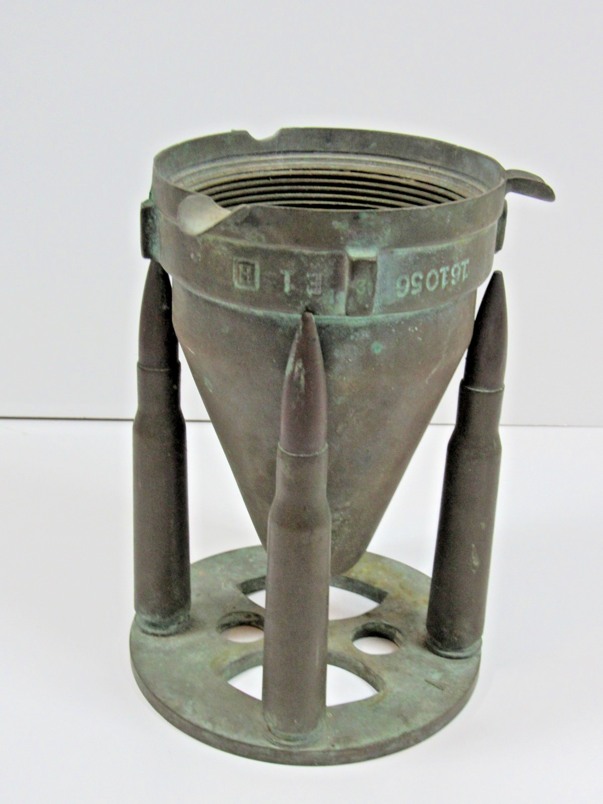 Amazing Vintage Early Large Solid Brass Trench Art Ashtray  Vase