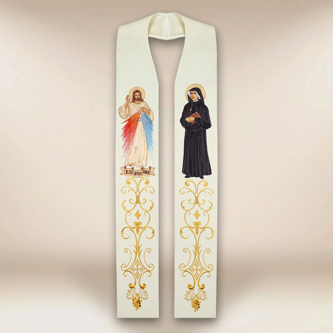Embroidered Stole “Jesus Merciful and St. Faustina”