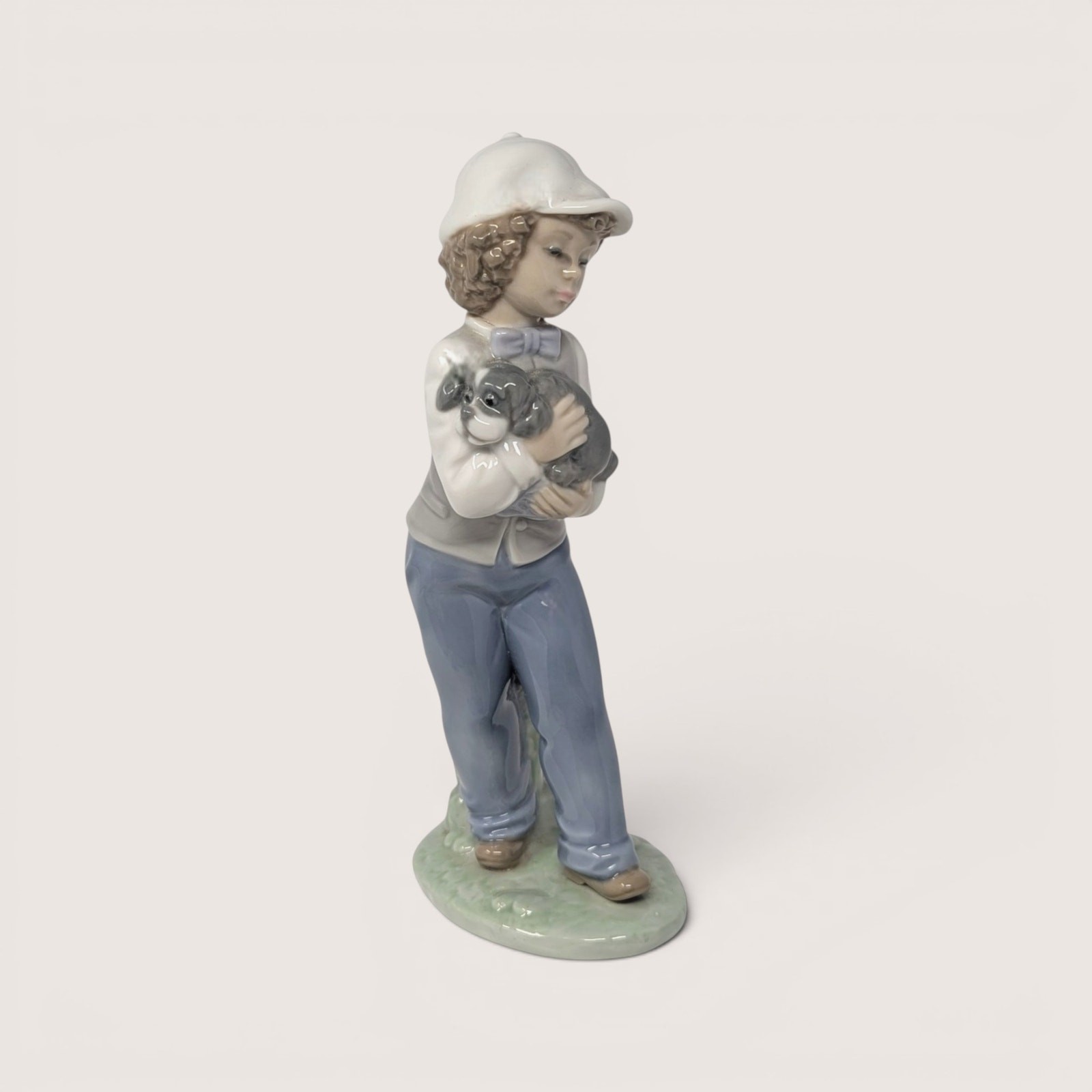 Vintage Nao by Lladro Best Buddies Boy Holding Puppy Dog Spain Porcelain Decor