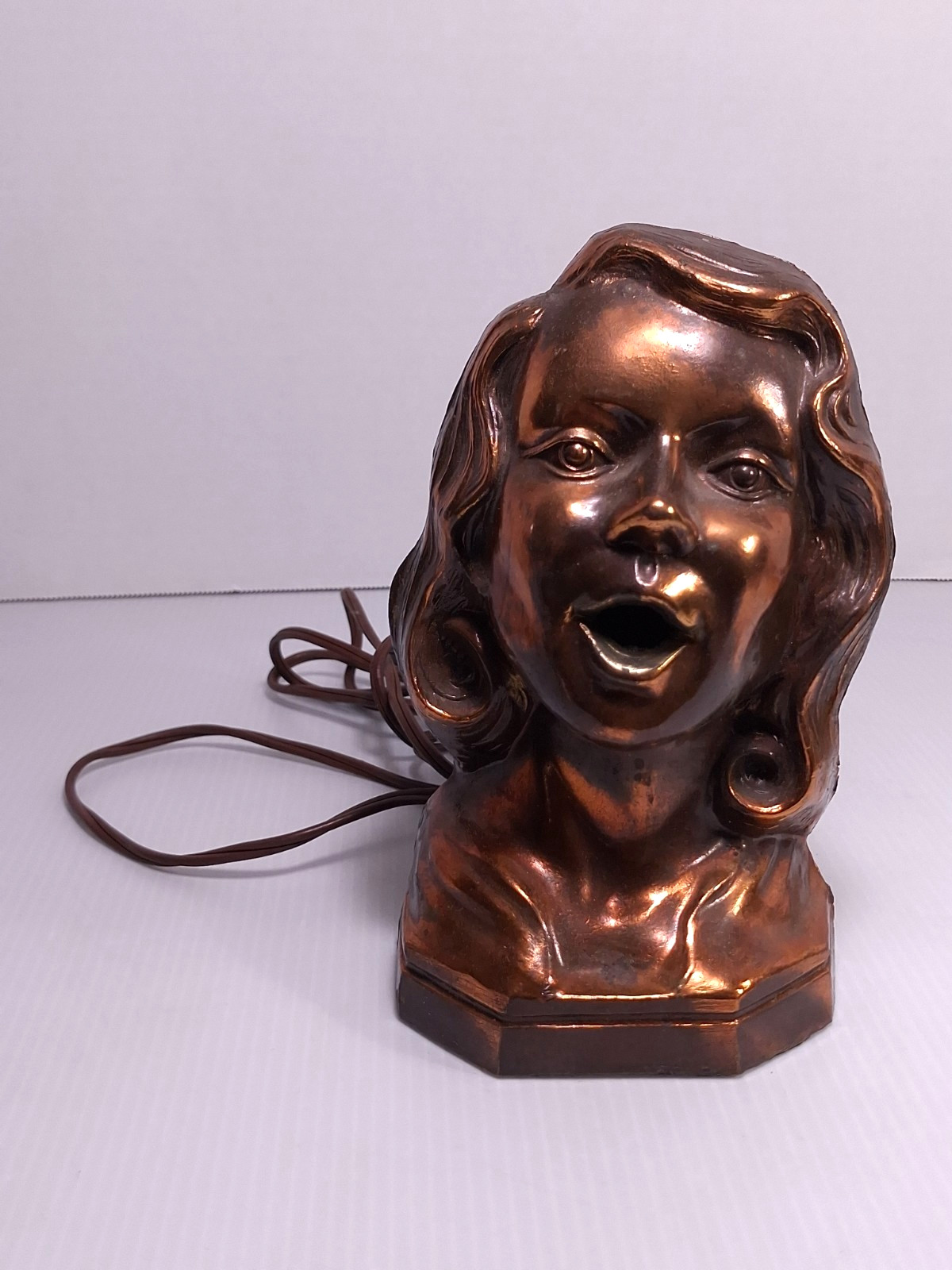 RARE Art Deco Hot Lips Woman Head Figure Cigarette Lighter Arturo Levi, Untested
