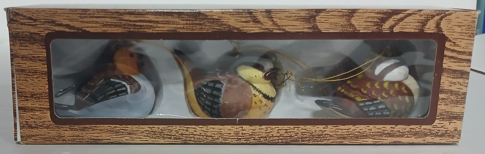 3 Christmas Bird Ornaments Box NICE